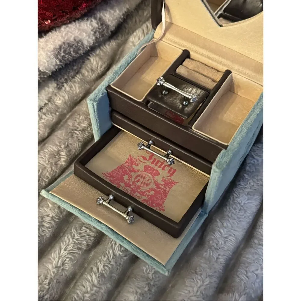 Juicy Couture vintage y2k velour square Jewelry Box bag pouch Case & Storage